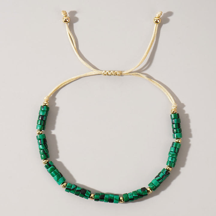Bracelet réglable Olivenorma en perles de cristal naturel avec mini pierres précieuses de 3 mm - Malachite - image 5