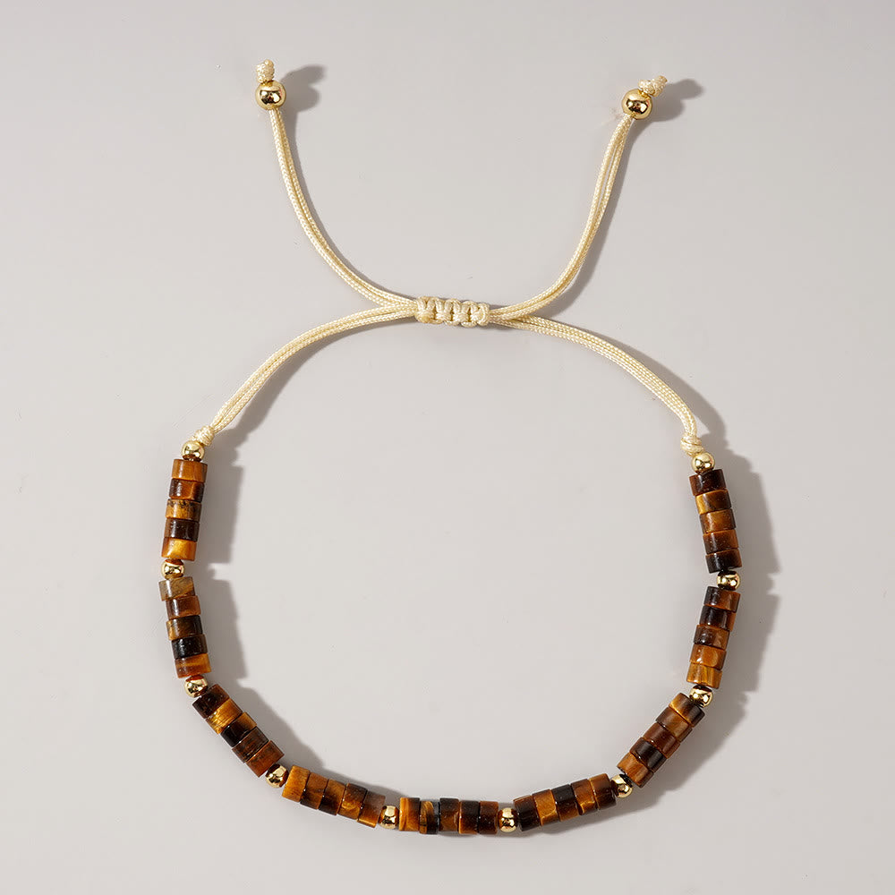 Bracelet réglable Olivenorma en perles de cristal naturel avec mini pierres précieuses de 3 mm - Œil de tigre - image 8