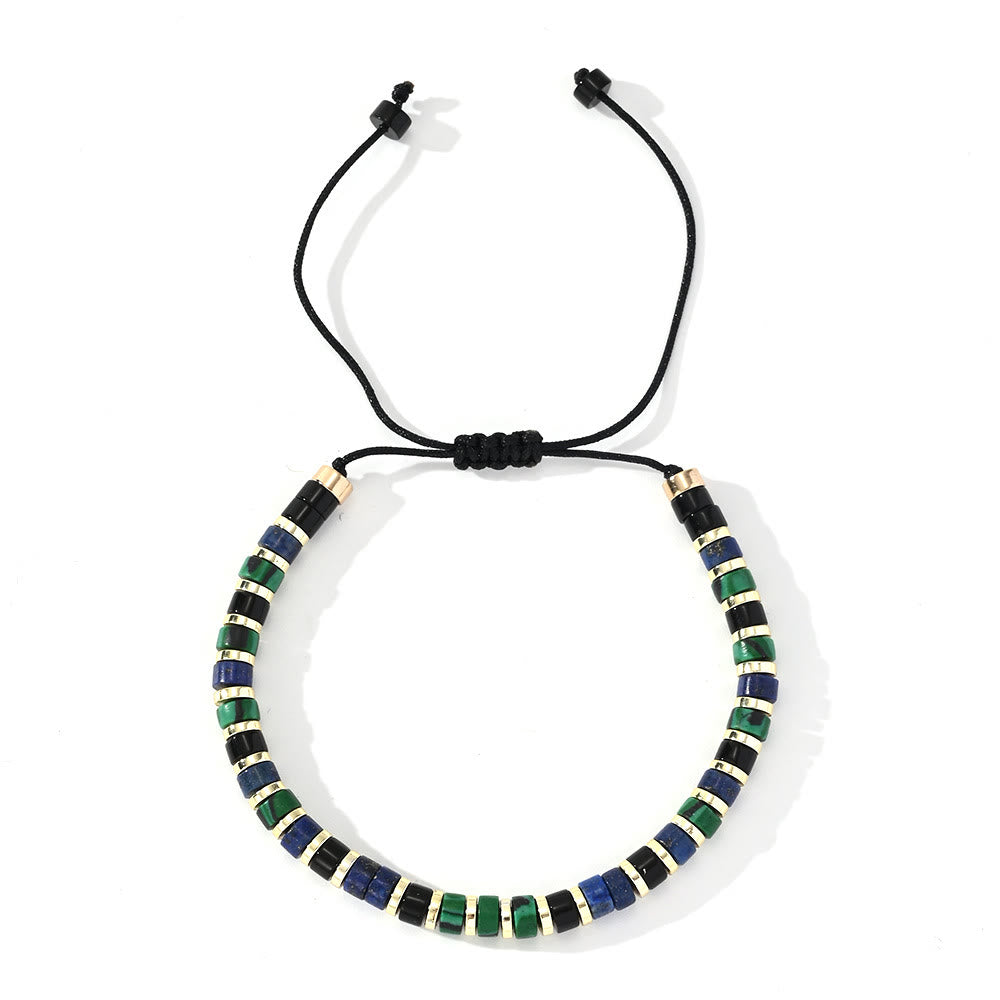 Bracelet tendance en perles d'hématite et mini perles Olivenorma - Malachite + Obsidienne + Lapis Lazuli + Hématite - image 6