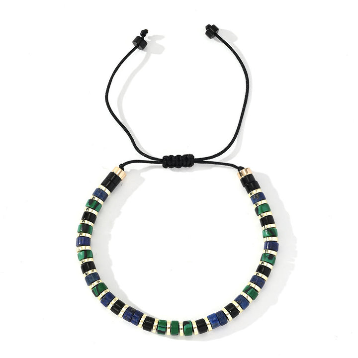 Bracelet tendance en perles d'hématite et mini perles Olivenorma - Malachite + Obsidienne + Lapis Lazuli + Hématite - image 6