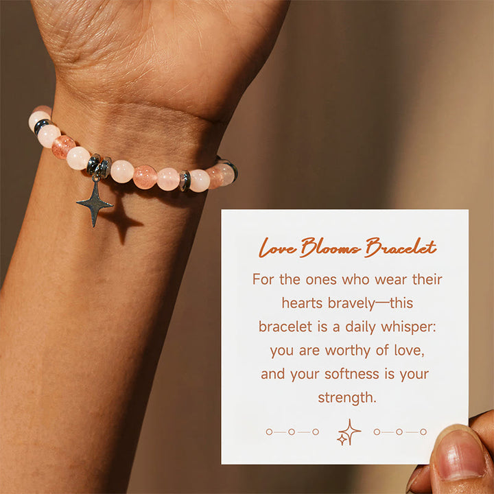 Bracelet Olivenorma « Love Blooms » en quartz rose et quartz fraise