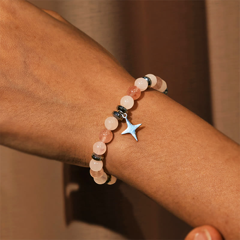 Bracelet Olivenorma « Love Blooms » en quartz rose et quartz fraise