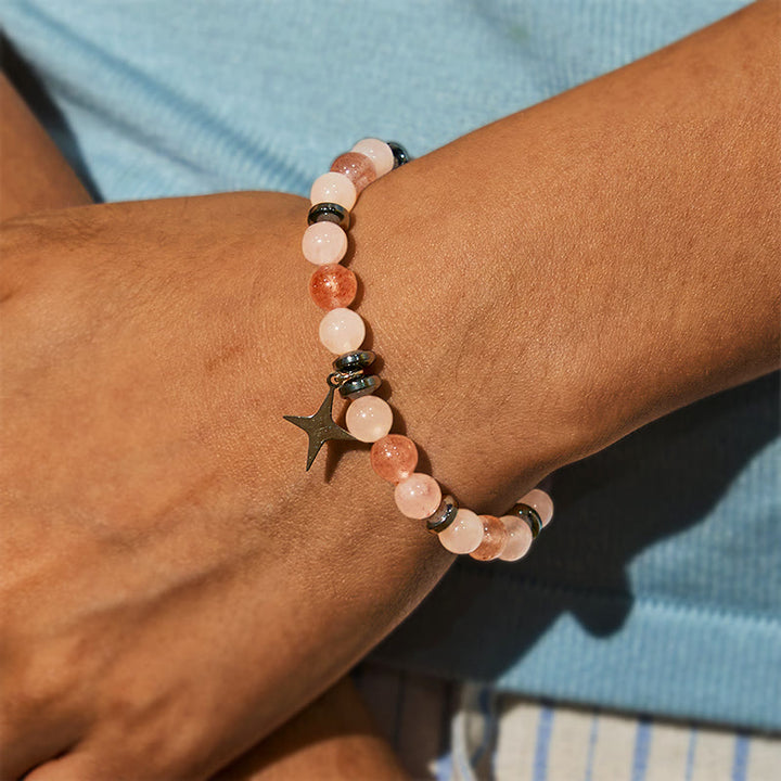 Bracelet Olivenorma « Love Blooms » en quartz rose et quartz fraise