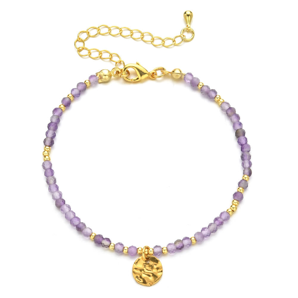 Bracelet ajustable Olivenorma Fortune Biscuit en mini-perles naturelles et pierres précieuses - Améthyste - image 9