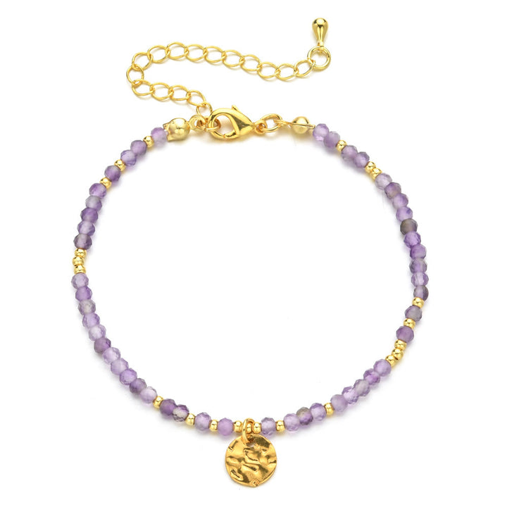 Bracelet ajustable Olivenorma Fortune Biscuit en mini-perles naturelles et pierres précieuses - Améthyste - image 9