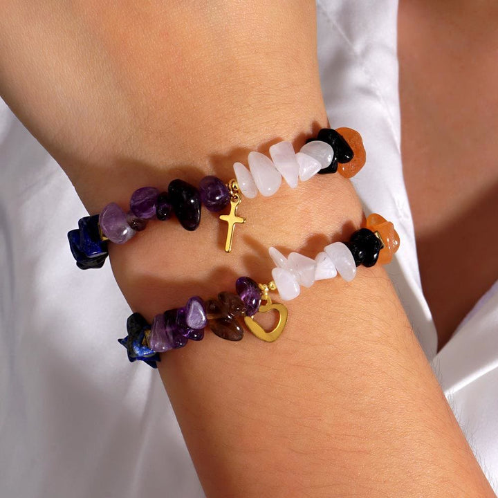 Bracelet extensible Olivenorma en cristal de guérison arc-en-ciel et gravier - image 9