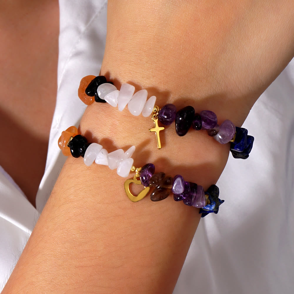 Bracelet extensible Olivenorma en cristal de guérison arc-en-ciel et gravier - image 8