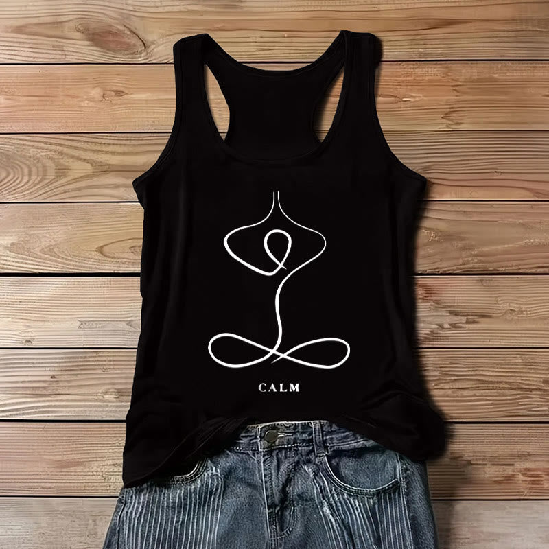 T-shirt de yoga Olivenorma « CALM » et « BREATH » Débardeur spirituel - CALME - Noir - 3XL - image 6