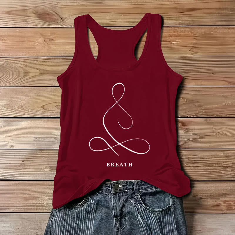 T-shirt de yoga Olivenorma « CALM » et « BREATH » Débardeur spirituel - HALEINE - Rouge - 3XL - image 18