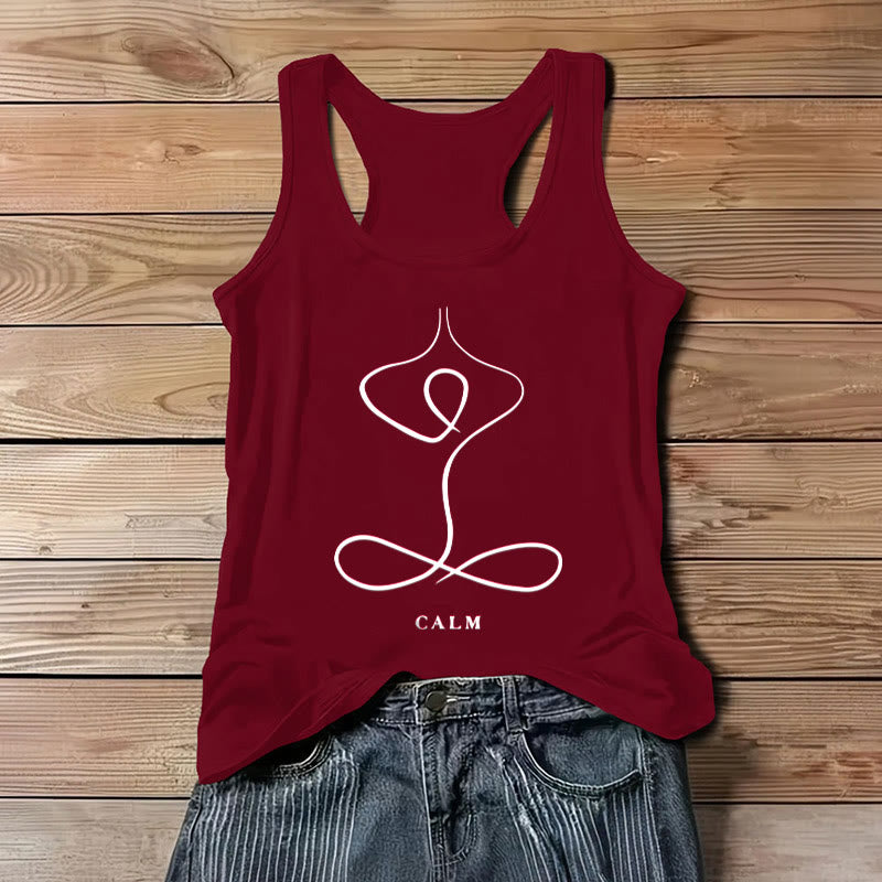 T-shirt de yoga Olivenorma « CALM » et « BREATH » Débardeur spirituel - CALME - Rouge - 3XL - image 9