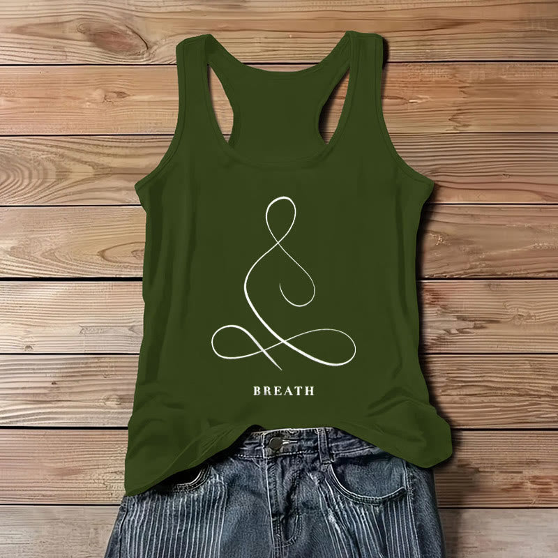 T-shirt de yoga Olivenorma « CALM » et « BREATH » Débardeur spirituel - HALEINE - Vert - 3XL - image 20