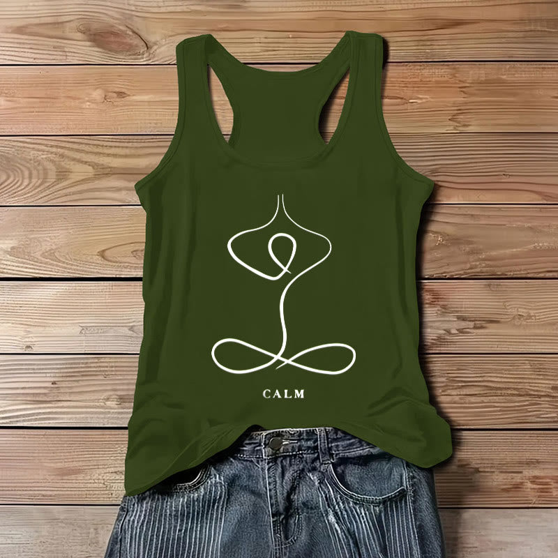 T-shirt de yoga Olivenorma « CALM » et « BREATH » Débardeur spirituel - CALME - Vert - 3XL - image 10