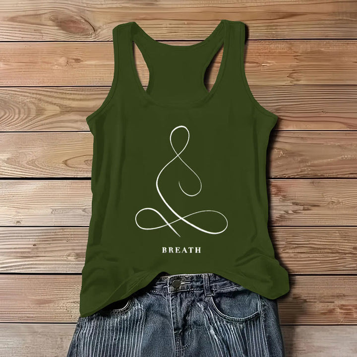 T-shirt de yoga Olivenorma « CALM » et « BREATH » Débardeur spirituel - HALEINE - Vert - 3XL - image 21