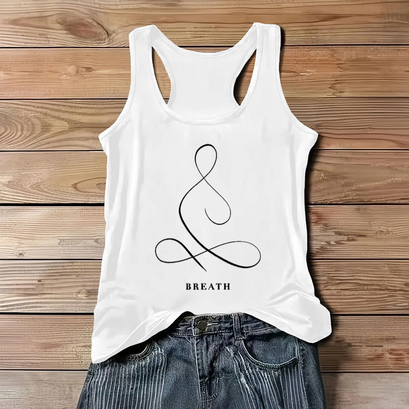 T-shirt de yoga Olivenorma « CALM » et « BREATH » Débardeur spirituel - HALEINE - Blanc - 3XL - image 12