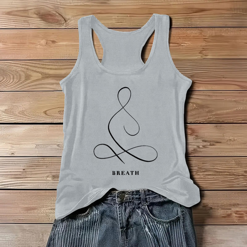 T-shirt de yoga Olivenorma « CALM » et « BREATH » Débardeur spirituel - HALEINE - Gris - 3XL - image 16