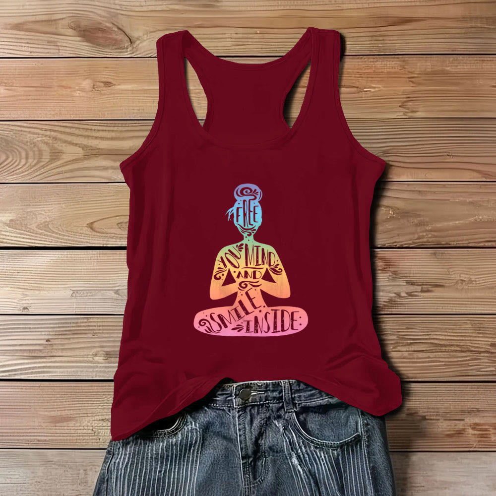 Débardeur de méditation des chakras Olivenorma « LIBÉREZ VOTRE ESPRIT ET SOURIEZ À L'INTÉRIEUR » - Rouge - 3XL - image 0