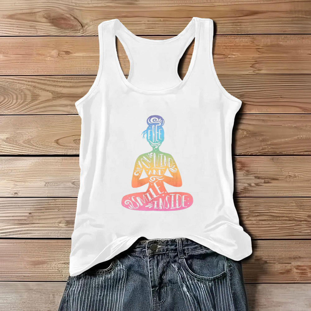 Débardeur de méditation des chakras Olivenorma « LIBÉREZ VOTRE ESPRIT ET SOURIEZ À L'INTÉRIEUR » - Blanc - 3XL - image 6