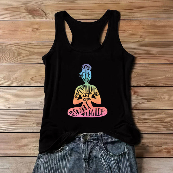 Débardeur de méditation des chakras Olivenorma « LIBÉREZ VOTRE ESPRIT ET SOURIEZ À L'INTÉRIEUR » - Noir - 3XL - image 8