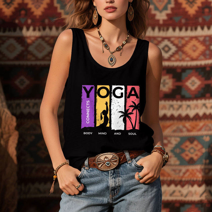 Débardeur graphique Olivenorma « YOGA CONNECTE LE CORPS, L'ESPRIT ET L'ÂME » pour femme - image 1