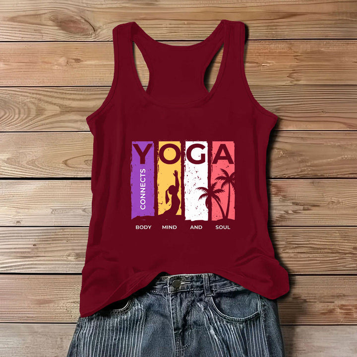 Débardeur graphique Olivenorma « YOGA CONNECTE LE CORPS, L'ESPRIT ET L'ÂME » pour femme - Rouge - 3XL - image 4