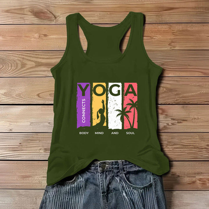 Débardeur graphique Olivenorma « YOGA CONNECTE LE CORPS, L'ESPRIT ET L'ÂME » pour femme - Vert - 3XL - image 6