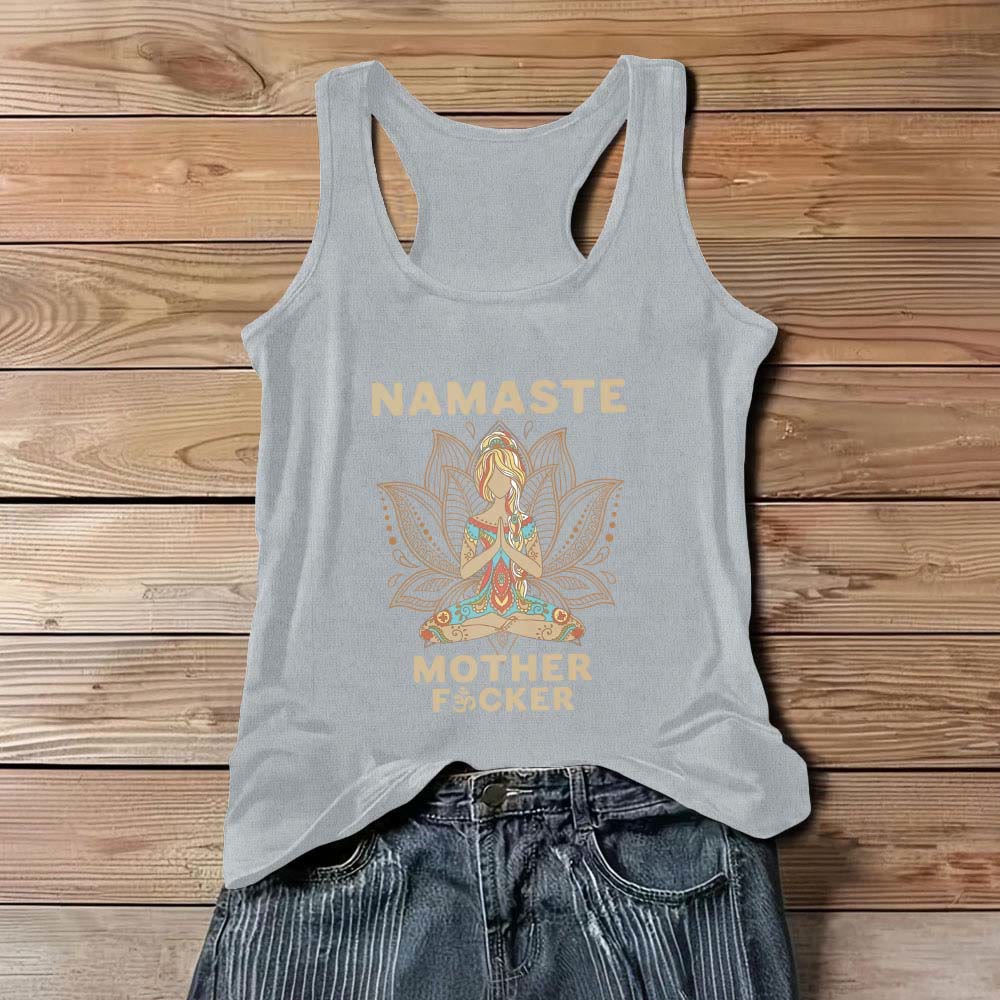 Olivenorma « NAMASTE MOTHER F*CKER » Débardeur de méditation Lotus Chemise spirituelle - Gris - 3XL - image 8