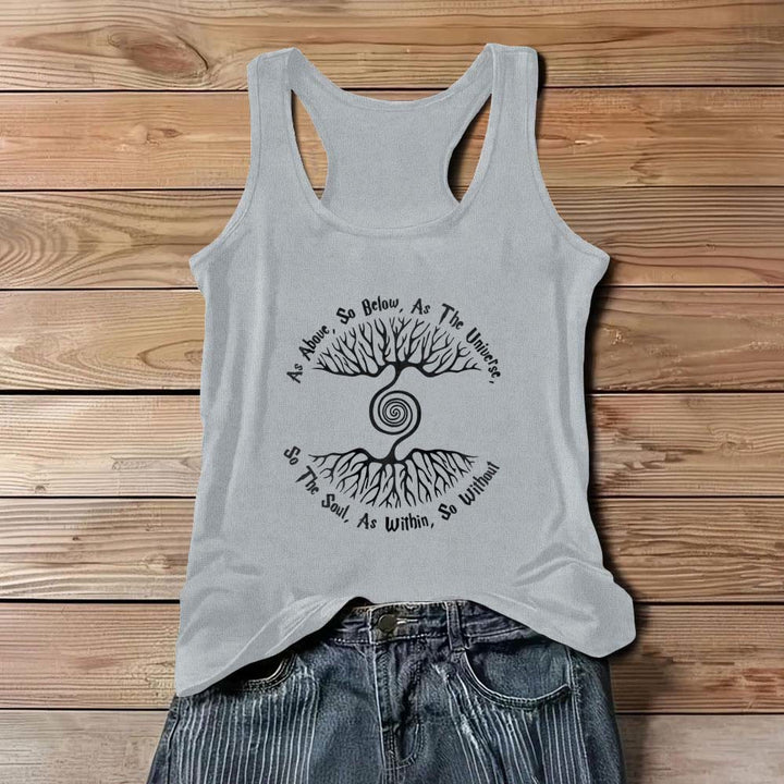 Débardeur confortable Olivenorma « As Above, So Below » Arbre de vie pour femme - Gris - 3XL - image 10