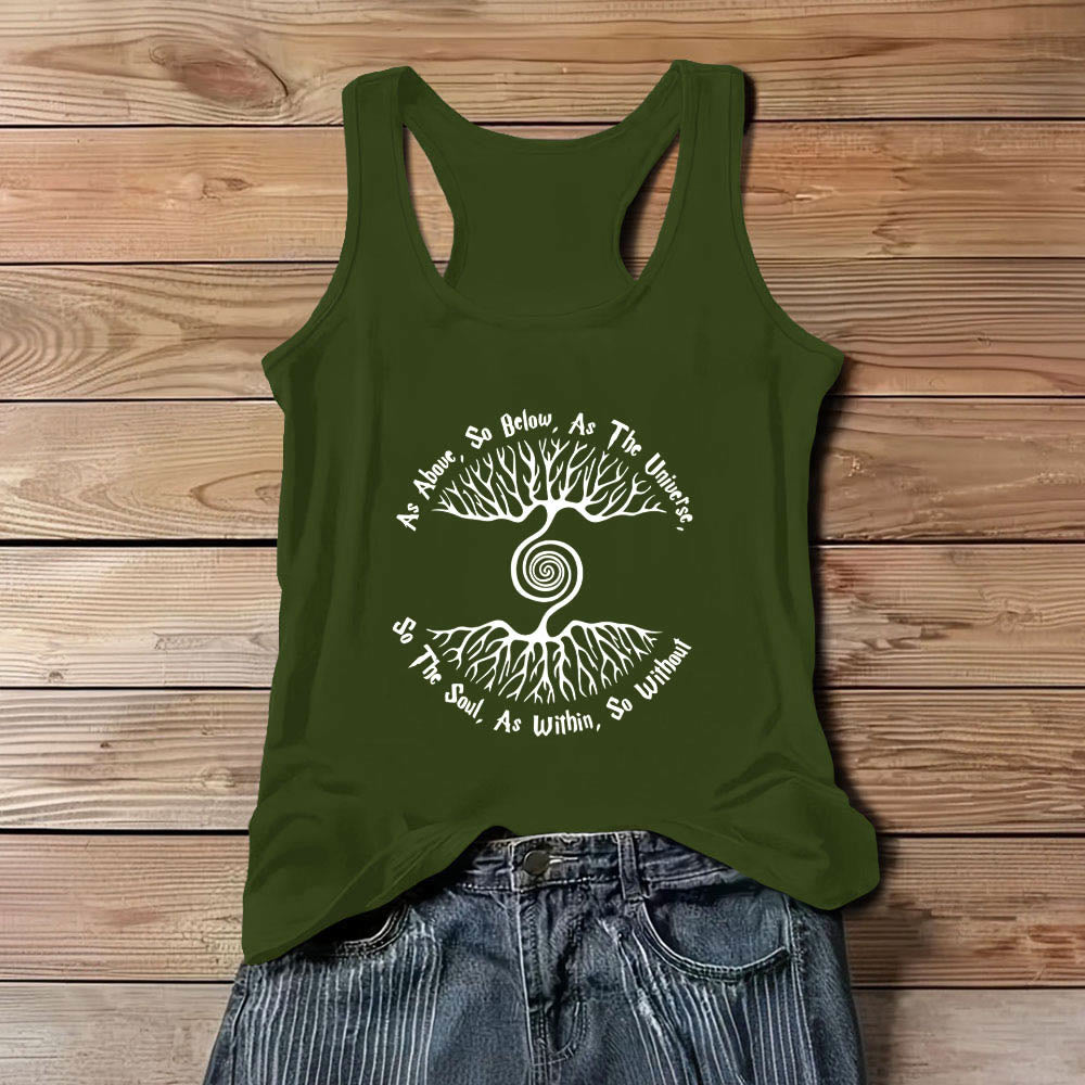 Débardeur confortable Olivenorma « As Above, So Below » Arbre de vie pour femme - Vert - 3XL - image 1