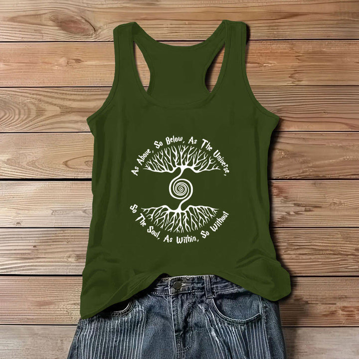 Débardeur confortable Olivenorma « As Above, So Below » Arbre de vie pour femme - Vert - 3XL - image 1