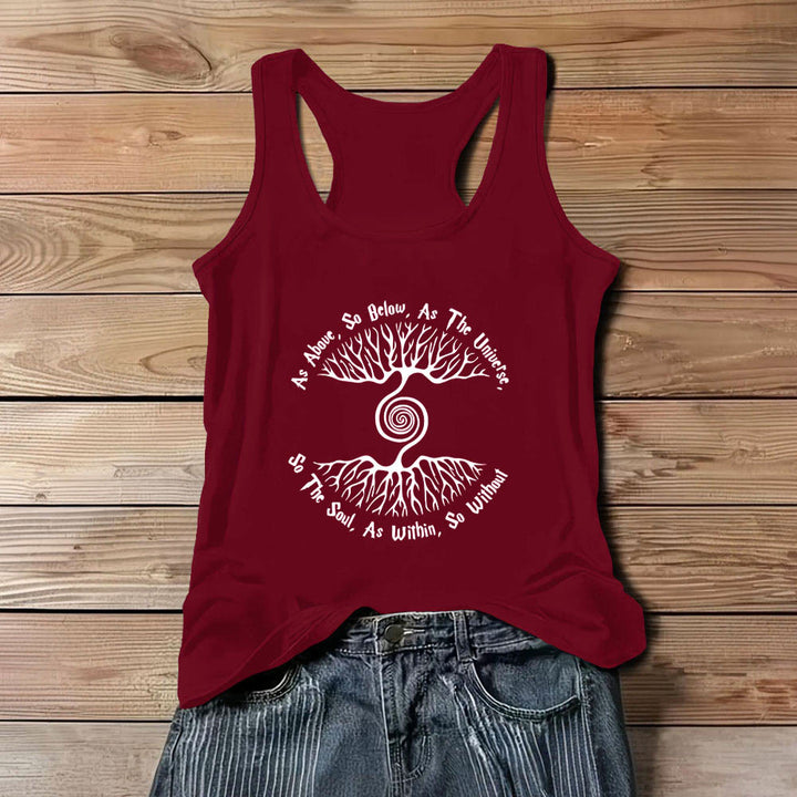 Débardeur confortable Olivenorma « As Above, So Below » Arbre de vie pour femme - Rouge - 3XL - image 12