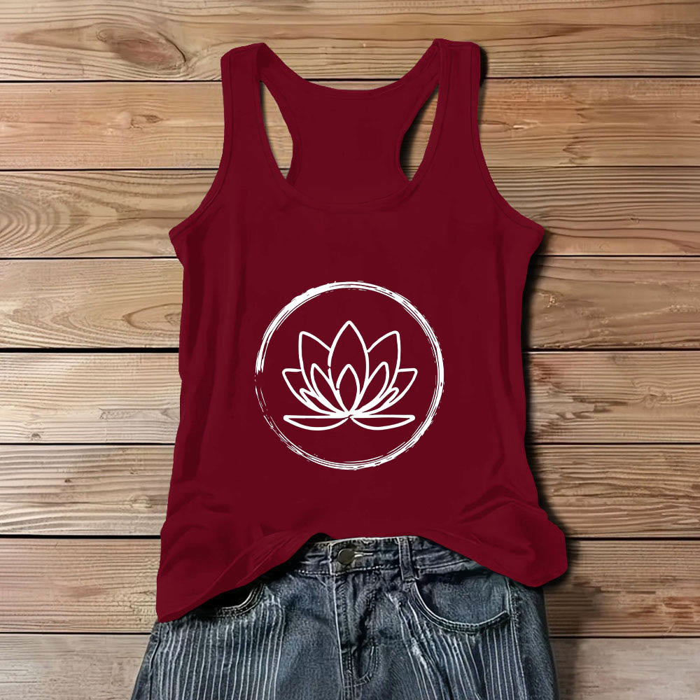 Débardeur Olivenorma Fleurs de Lotus Paisible et Spirituel - Rouge - 3XL - image 1