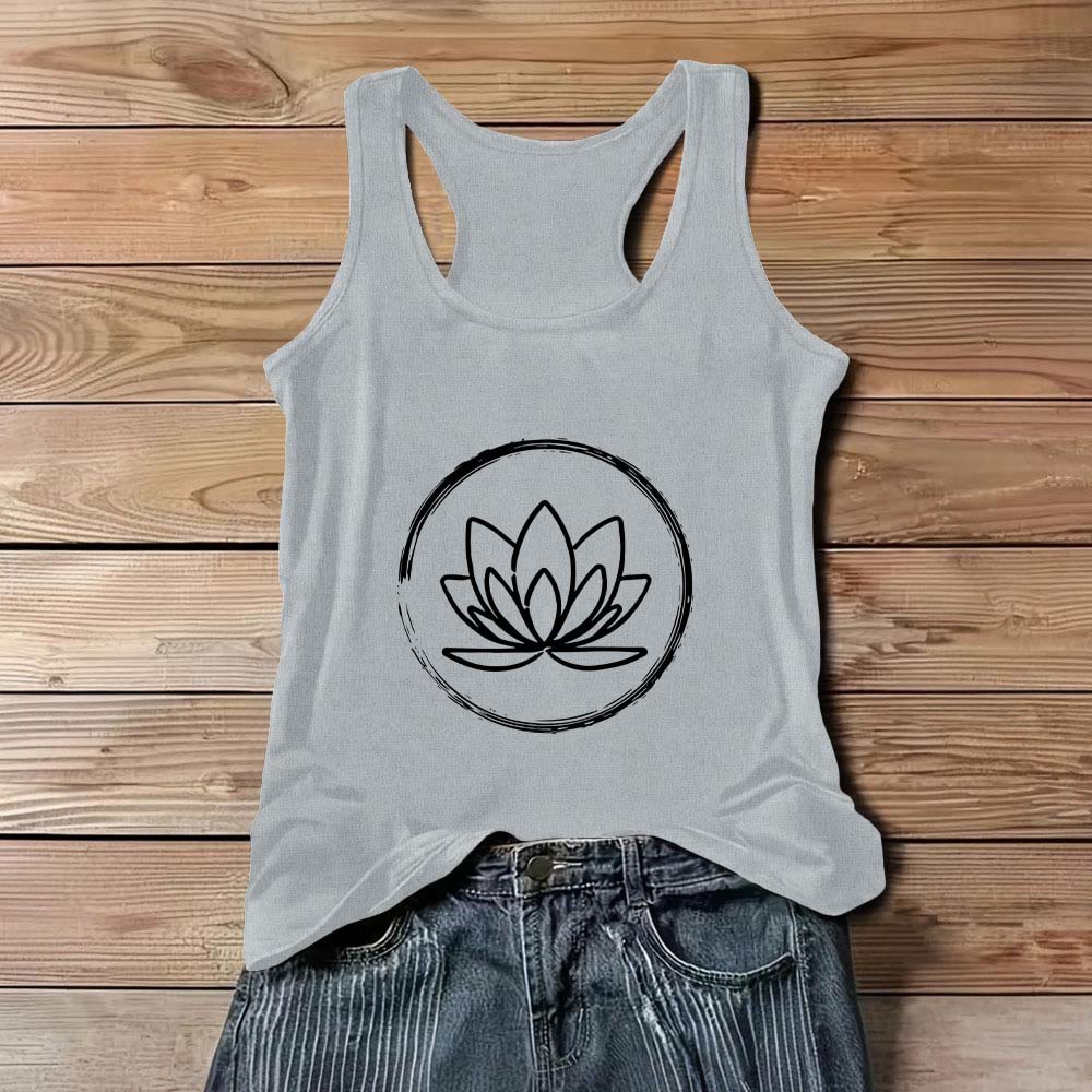 Débardeur Olivenorma Fleurs de Lotus Paisible et Spirituel - Gris - 3XL - image 9