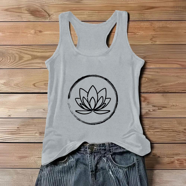 Débardeur Olivenorma Fleurs de Lotus Paisible et Spirituel - Gris - 3XL - image 10