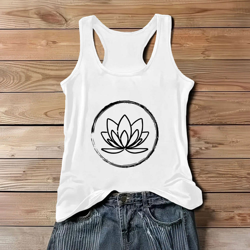 Débardeur Olivenorma Fleurs de Lotus Paisible et Spirituel - Blanc - 3XL - image 5