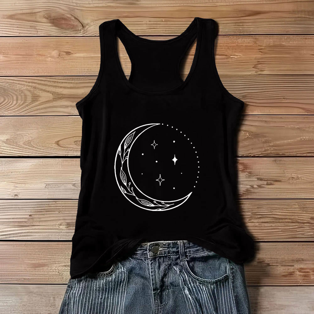 Débardeur de yoga Olivenorma Crescent Moon Stars Celestial pour femme - Noir - 3XL - image 1