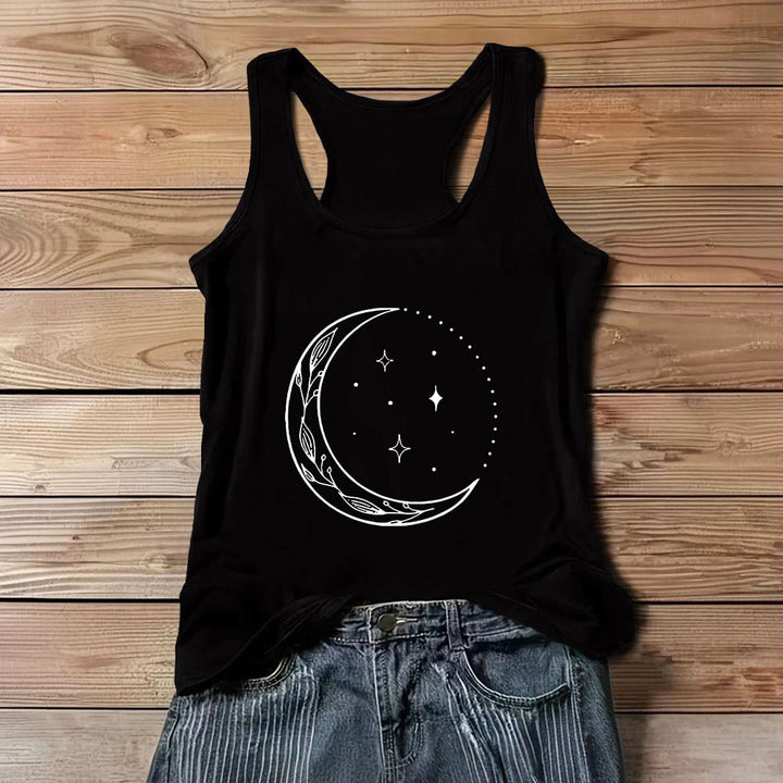 Débardeur de yoga Olivenorma Crescent Moon Stars Celestial pour femme - Noir - 3XL - image 1