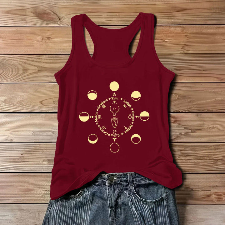 Débardeur Olivenorma Roue de l'année Déesse des phases lunaires Pouvoir féminin - Rouge - 3XL - image 9