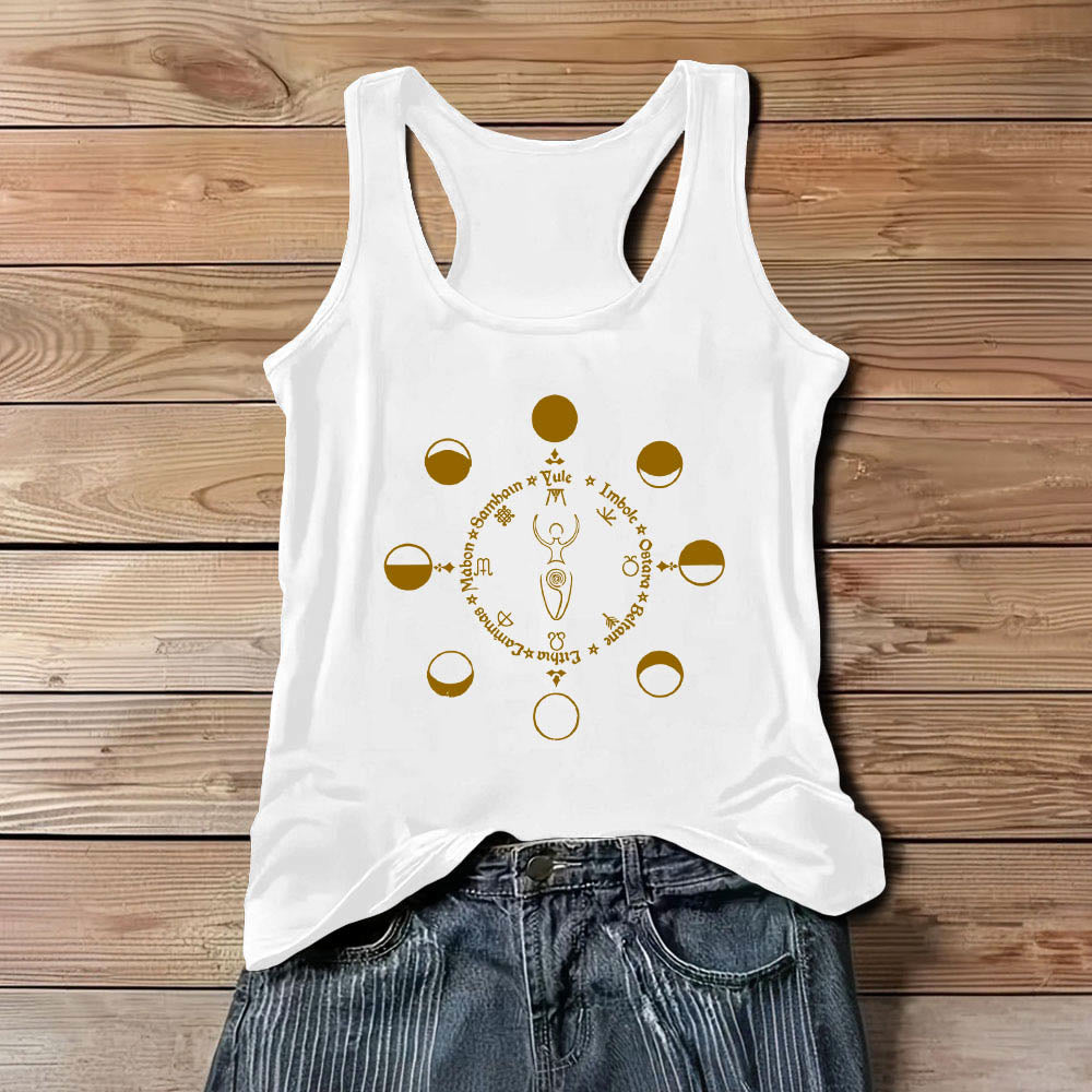 Débardeur Olivenorma Roue de l'année Déesse des phases lunaires Pouvoir féminin - Blanc - 3XL - image 5