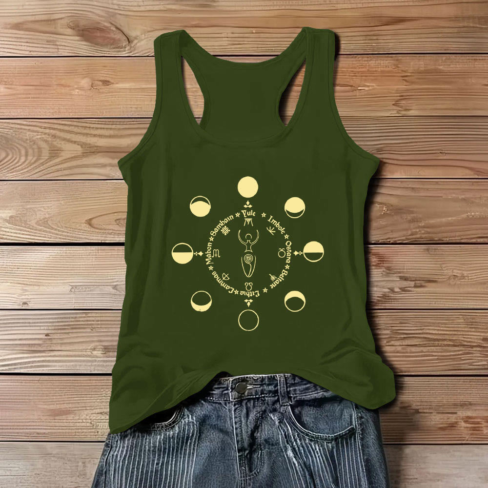 Débardeur Olivenorma Roue de l'année Déesse des phases lunaires Pouvoir féminin - Vert - 3XL - image 10