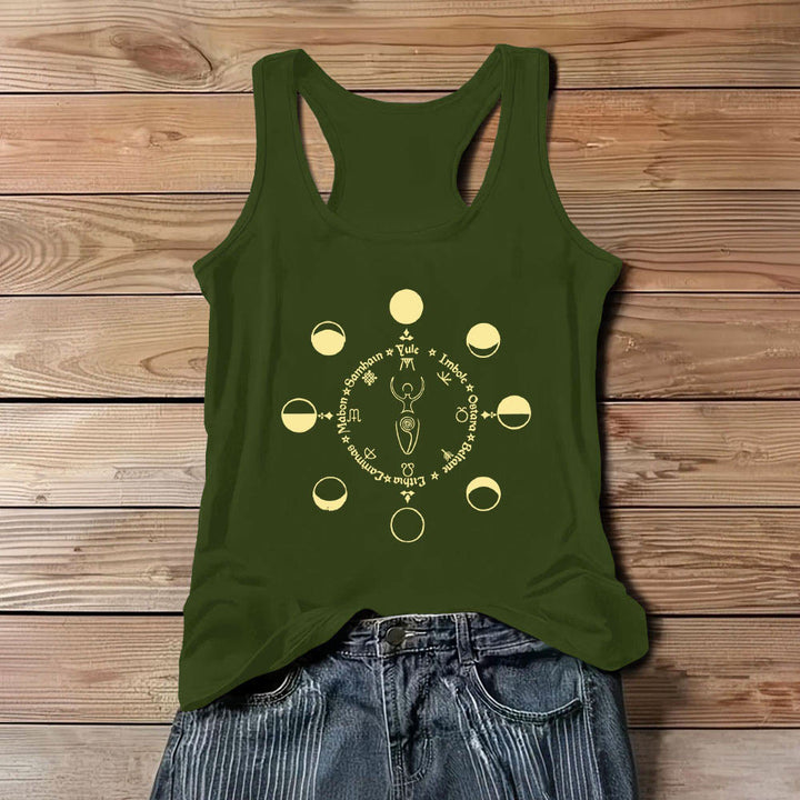 Débardeur Olivenorma Roue de l'année Déesse des phases lunaires Pouvoir féminin - Vert - 3XL - image 10