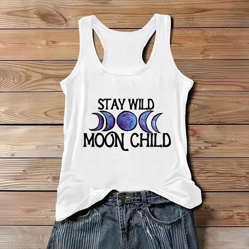 T-shirt Olivenorma « STAY WILD, MOON CHILD » doux et spirituel avec phases de lune - image 1