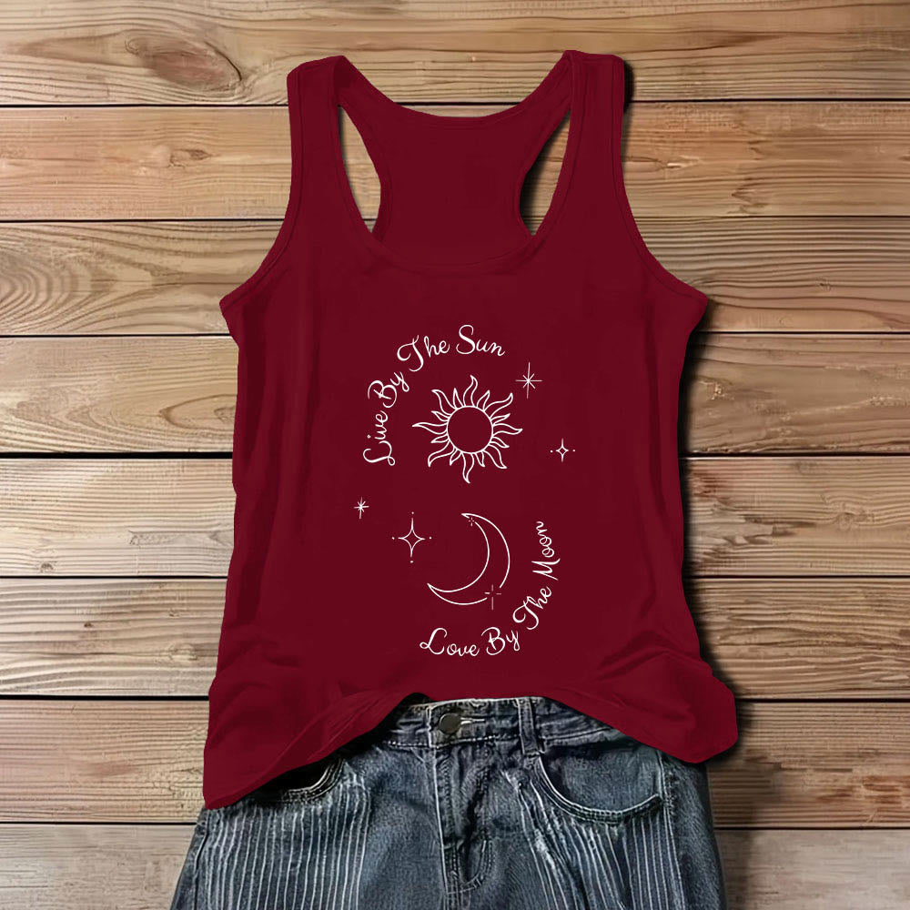 Débardeur confort Olivenorma « Live By The Sun, Love By The Moon » Moon & Sun - Rouge - 3XL - image 11