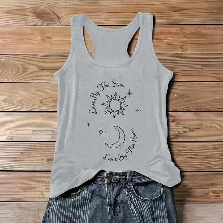 Débardeur confort Olivenorma « Live By The Sun, Love By The Moon » Moon & Sun - Gris - 3XL - image 9