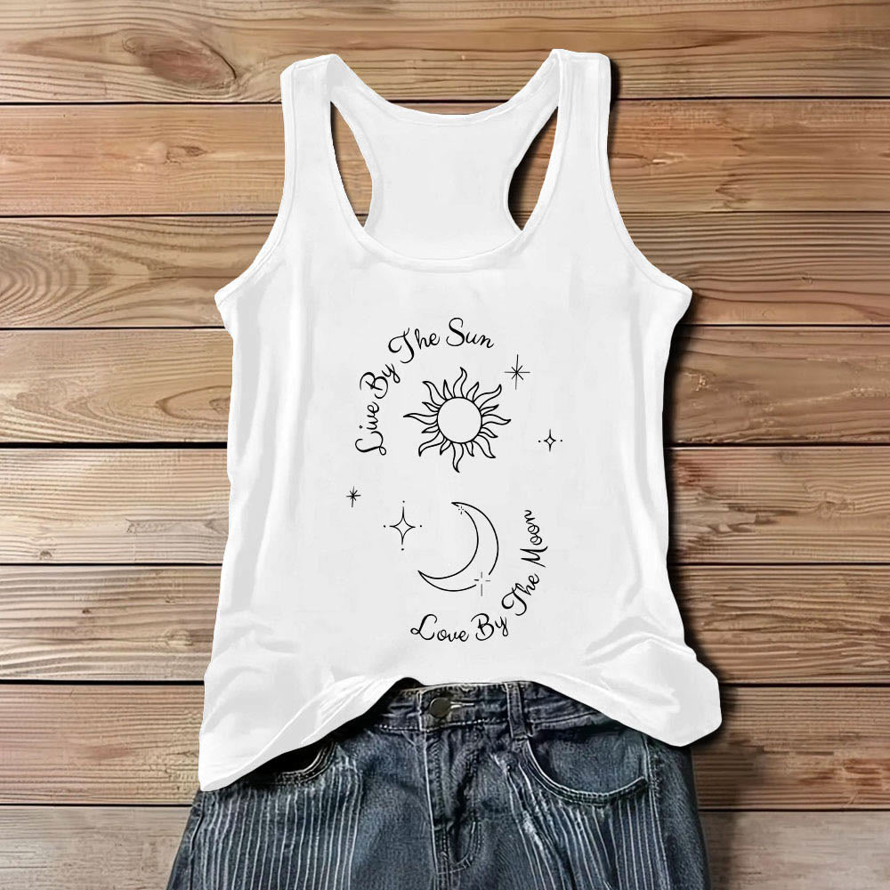 Débardeur confort Olivenorma « Live By The Sun, Love By The Moon » Moon & Sun - Blanc - 3XL - image 5
