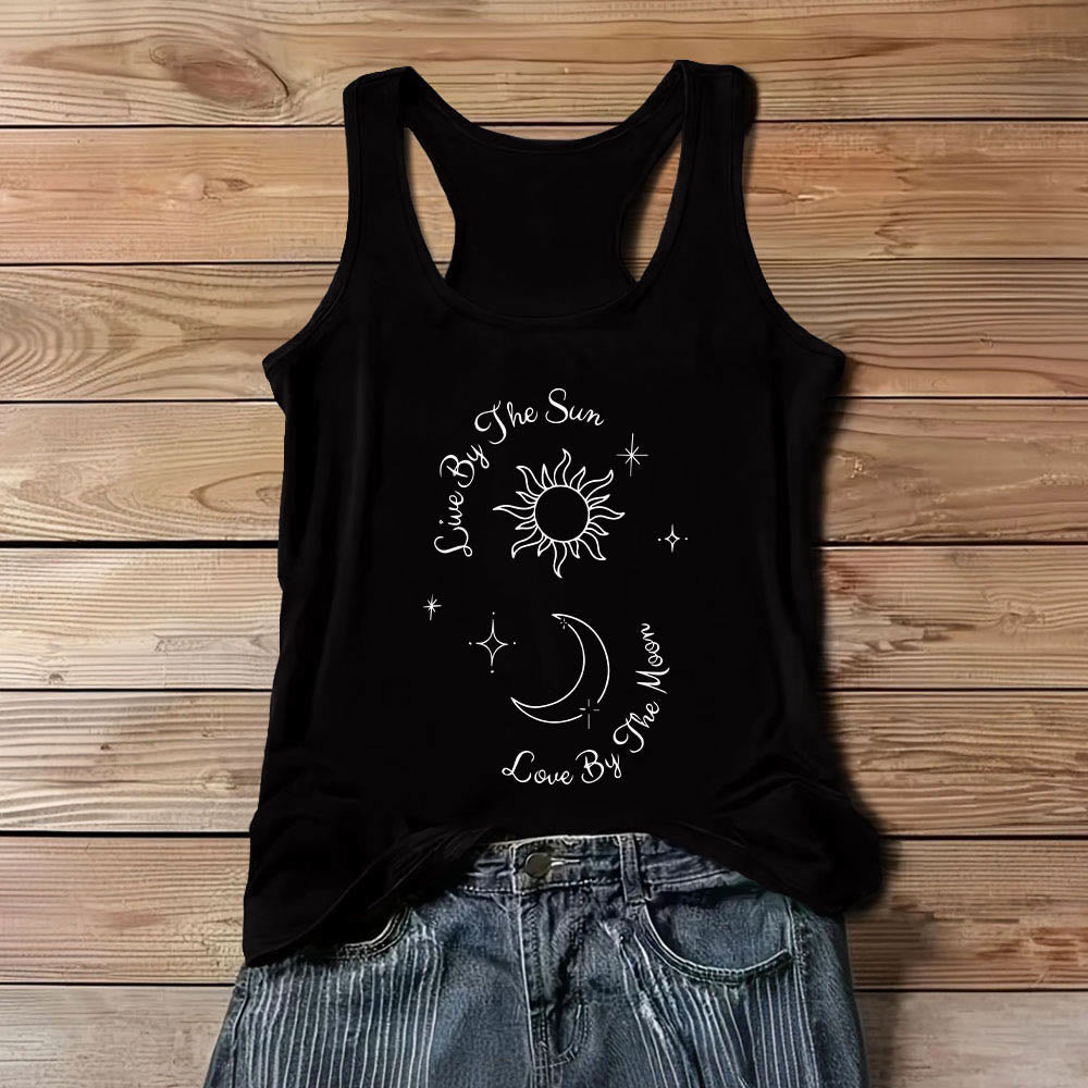 Débardeur confort Olivenorma « Live By The Sun, Love By The Moon » Moon & Sun - Noir - 3XL - image 8