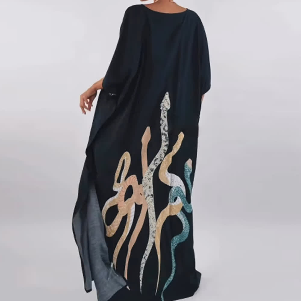 Robe caftan noire Olivenorma Serpent