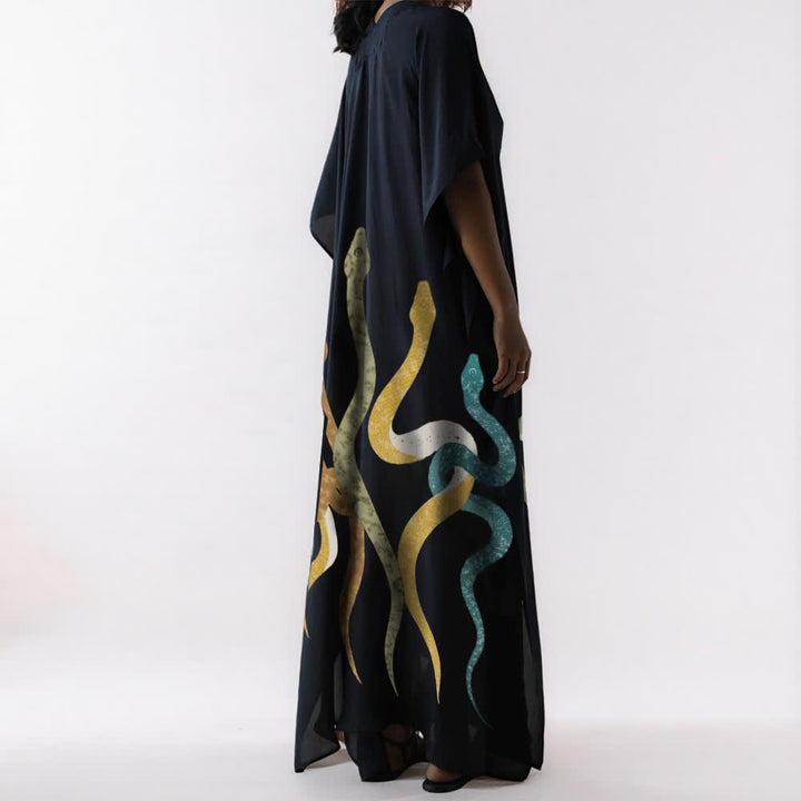 Robe caftan noire Olivenorma Serpent
