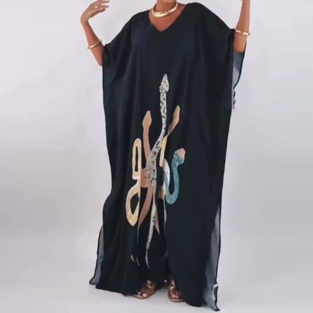 Robe caftan noire Olivenorma Serpent