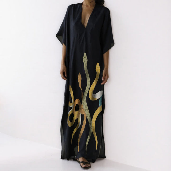 Robe caftan noire Olivenorma Serpent