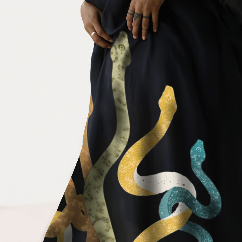 Robe caftan noire Olivenorma Serpent